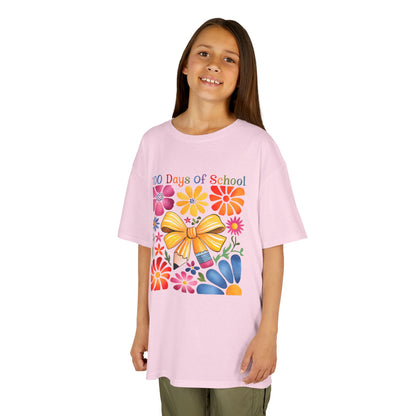 Colorful 100 Days of School Kids Tee, Flower Print T-Shirt for Students, End of Year Celebration Shirt, Fun School Day Wear, Gift for Kids