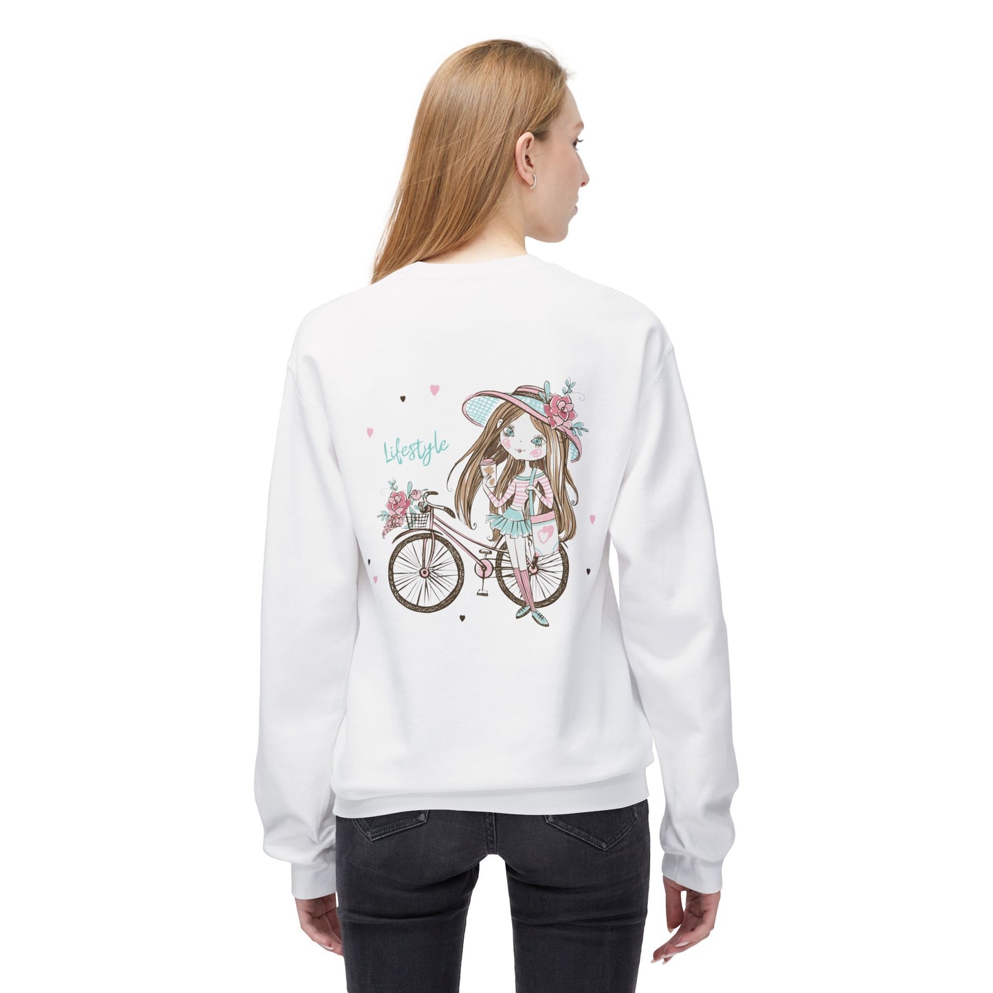Chic Fleece Sweatshirt with Whimsical Bicycle Design - Perfect for Cozy Days, Gift for Cyclists, Cute Outfit for Spring, Birthday