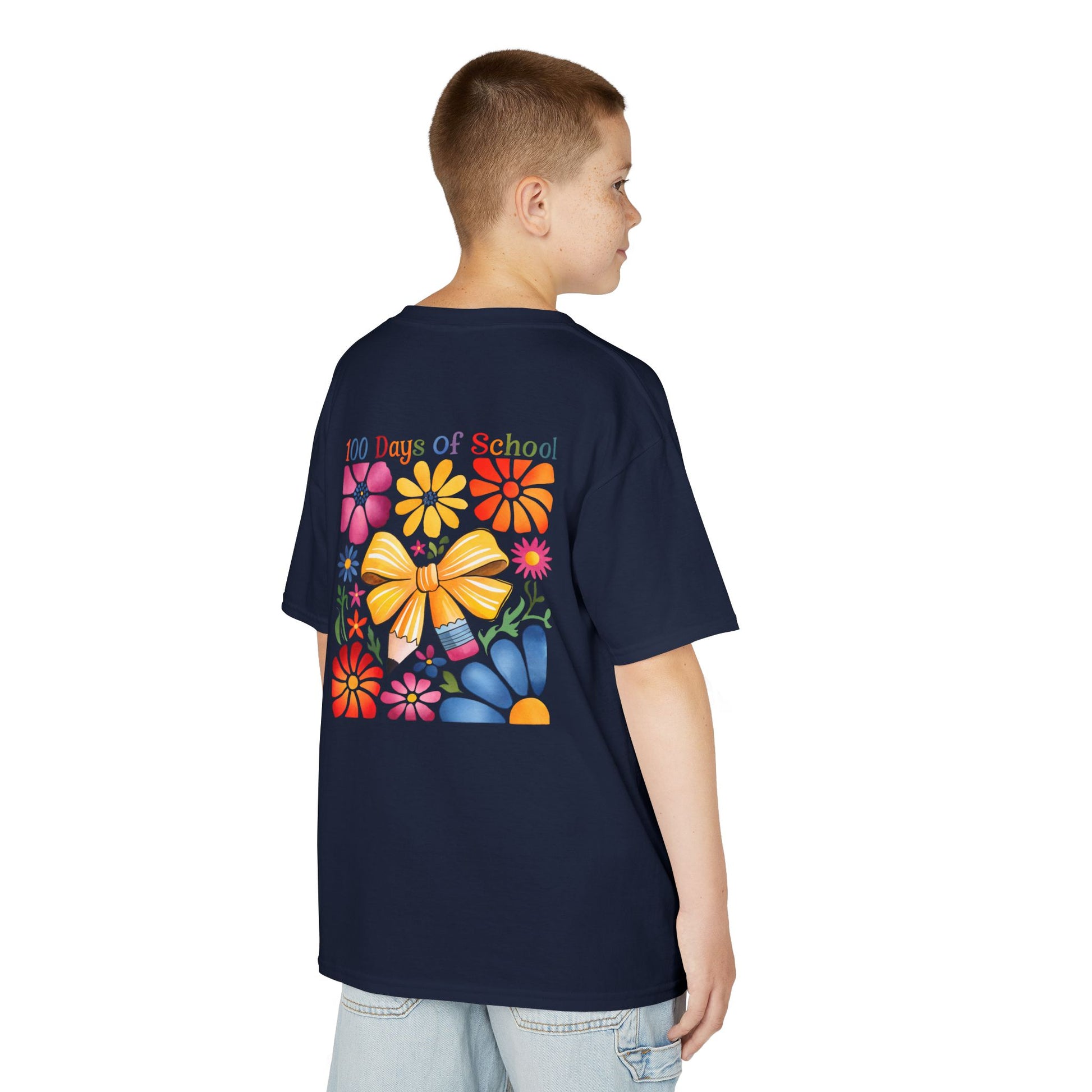 Colorful 100 Days of School Kids Tee, Flower Print T-Shirt for Students, End of Year Celebration Shirt, Fun School Day Wear, Gift for Kids