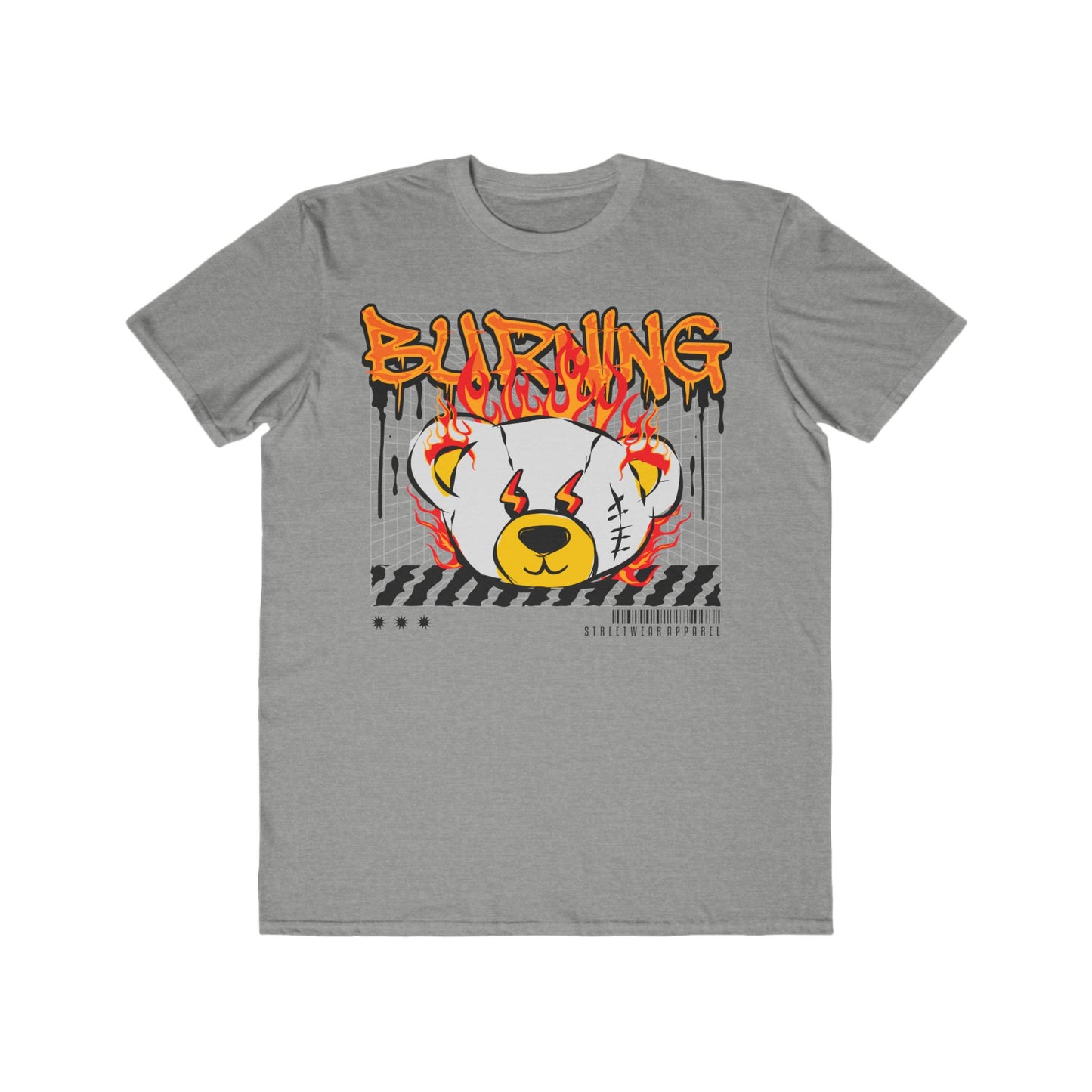 Men's Graphic Tee, Urban Wear For Men, Cool Street Style, Perfect Gift for Birthdays, Festivals, Burning Bear Design Heather Grey
