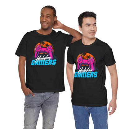 Holiday Gamers Tee, Unisex Gaming Shirt, Fun Summer Style, Gift for Gamers, Retro Vibe Tee, Casual Tee for All Ages