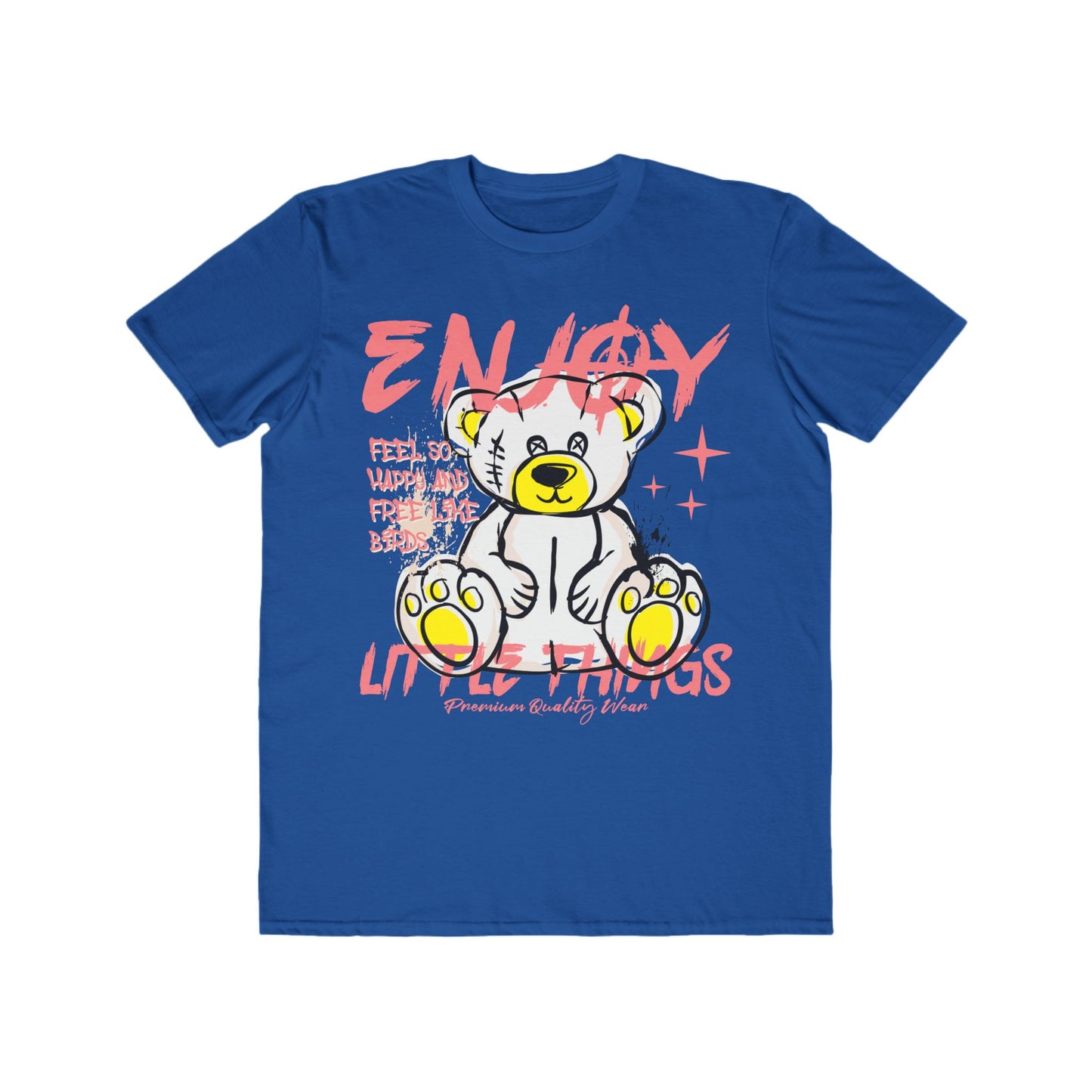 Men's Bear Graphic Tee - Enjoy Life, Urban Wear For Men, Fun Gift, Summer Fashion, Cute T-Shirt, Relaxed Style Royal Blue