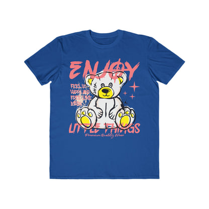 Men's Bear Graphic Tee - Enjoy Life, Urban Wear For Men, Fun Gift, Summer Fashion, Cute T-Shirt, Relaxed Style Royal Blue