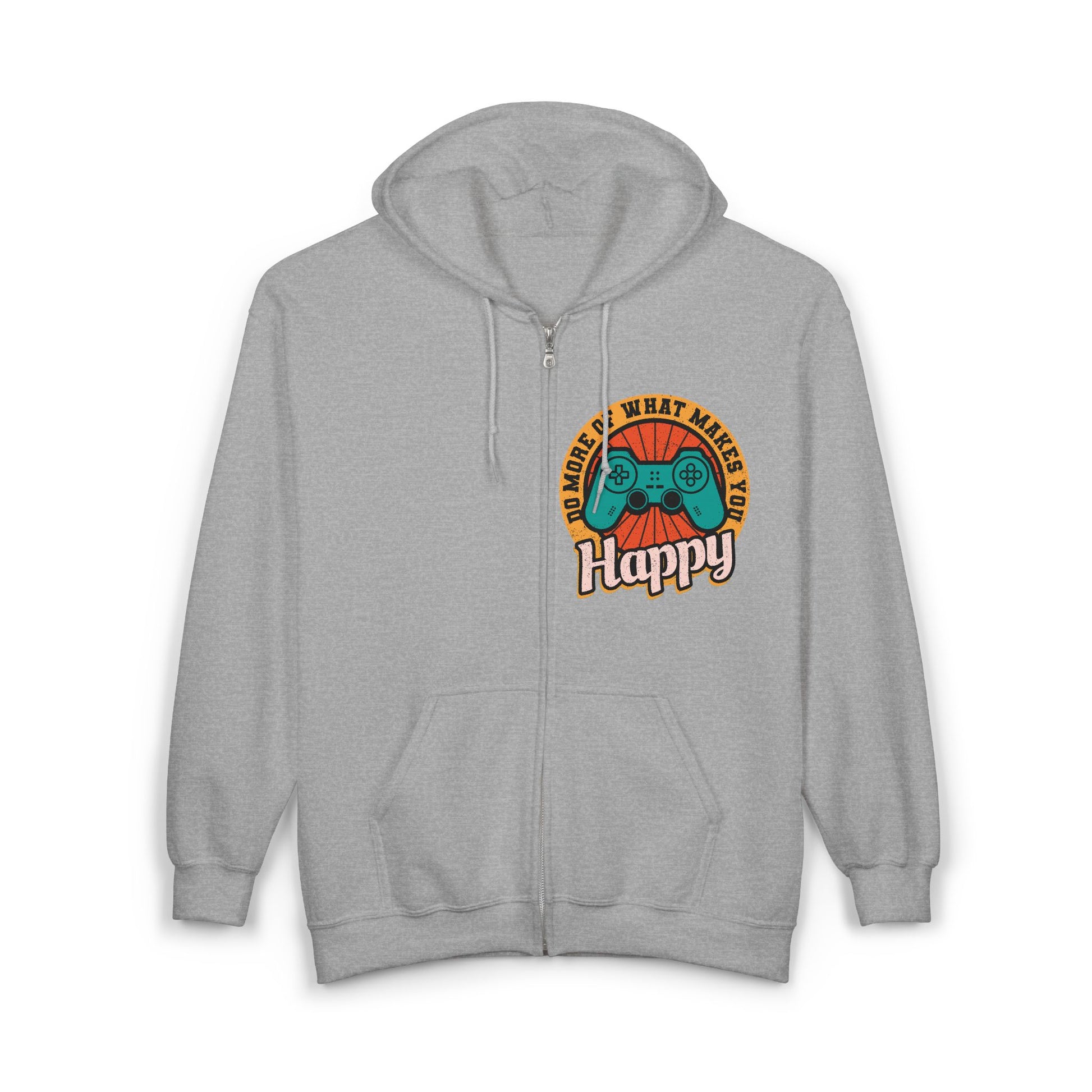 Gaming Happiness Zip Hoodie, Perfect Gift for Gamers, Cozy Unisex Hooded Sweatshirt, Fun Gaming Apparel, Casual Everyday Wear