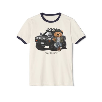 Adventure Bear Ringer T-Shirt | Casual Wear, Gifts for Kids & Teens, Outdoor Enthusiasts, Cute Graphic Tee, Birthday Present Natural Midnight Navy