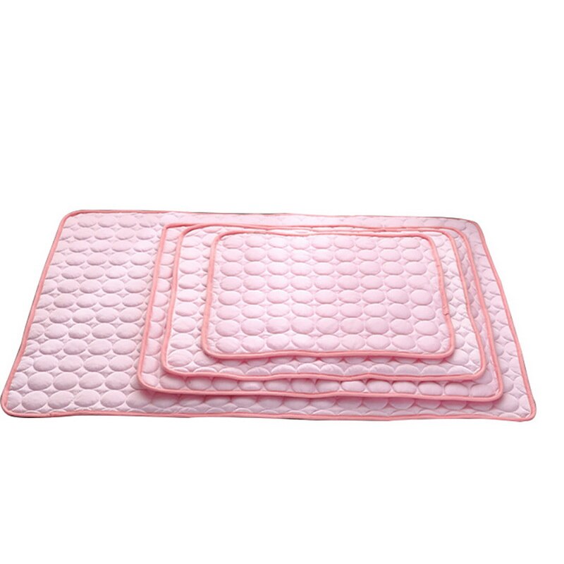 Pet Dog Cat Ice Silk Cold Nest Pad For Cooling In Summer Pink