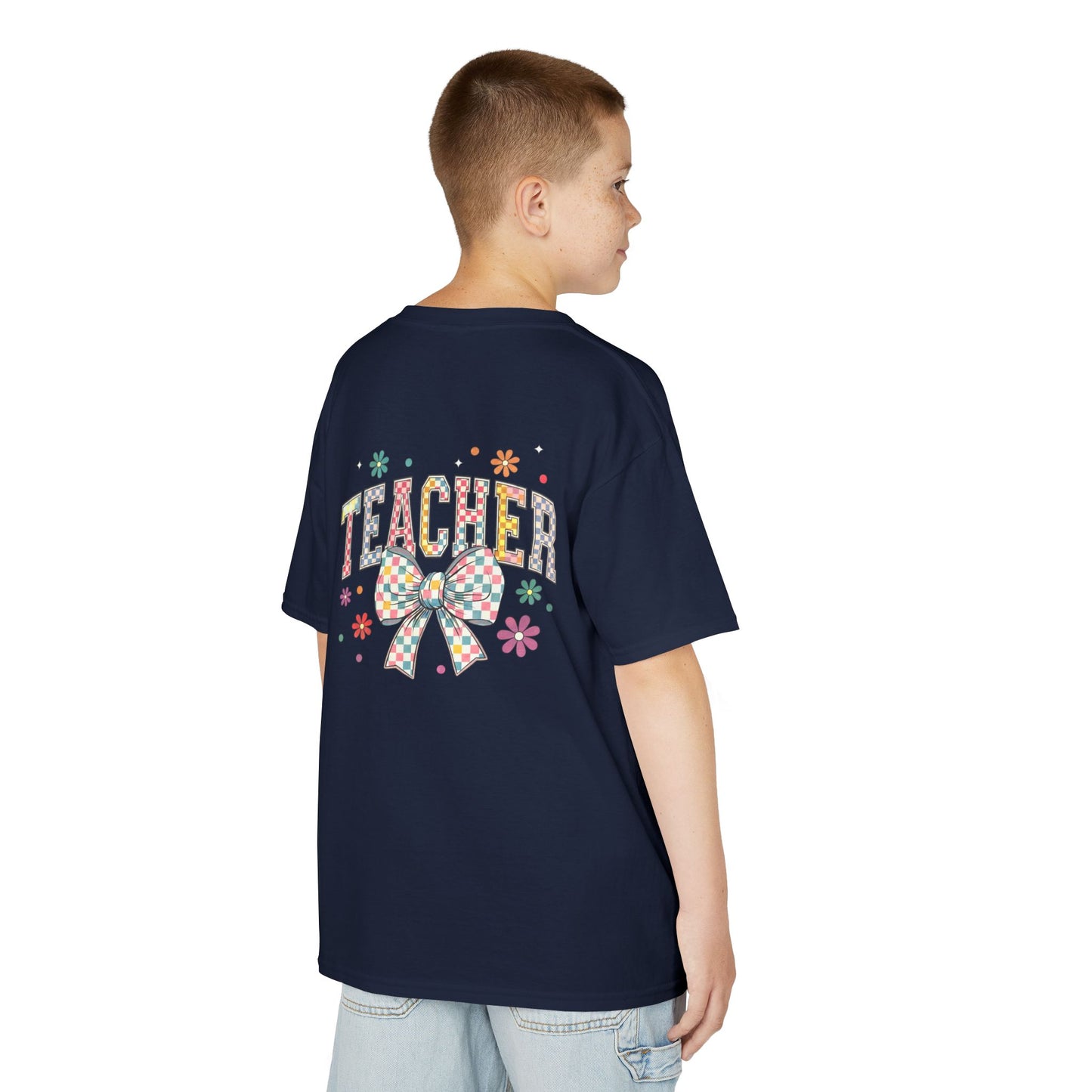 Teacher Kids Tee with Colorful Bow Design, Perfect for Back to School, Teacher Appreciation, Birthday Gift, Fun Classroom Wear