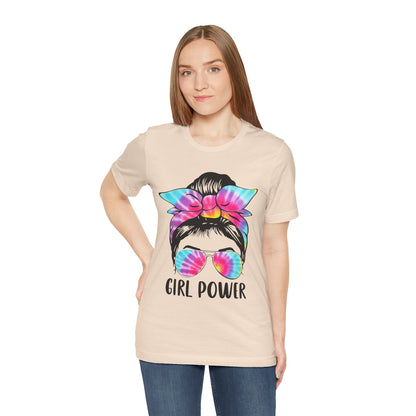 Girl Power Tie-Dye Tee, Unisex Short Sleeve Shirt, Feminist Apparel, Gift for Her, Casual Everyday Wear, Birthday Present