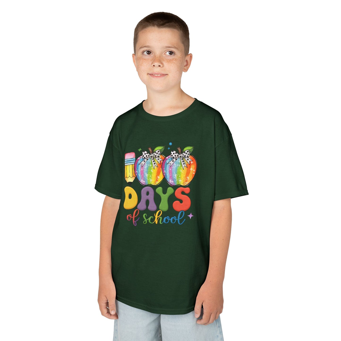 Colorful 100 Days of School Kids Tee, Fun T-Shirt, Back to School, Teacher Gift, Rainbow Design, Kid's Clothing