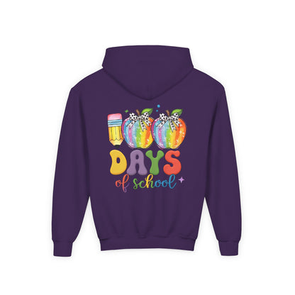 Colorful 100 Days of School Hoodie for Kids, Fun Sweatshirt for Students, Back to School Gift, Rainbow Apple Design, Classroom