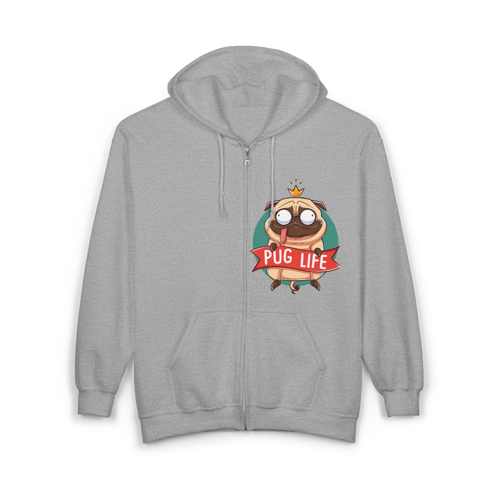 Pug Life Zip-Up Hoodie | Funny Pet Apparel, Gift for Dog Lovers, Cute Animal Sweatshirt, Casual Wear, Everyday Comfort