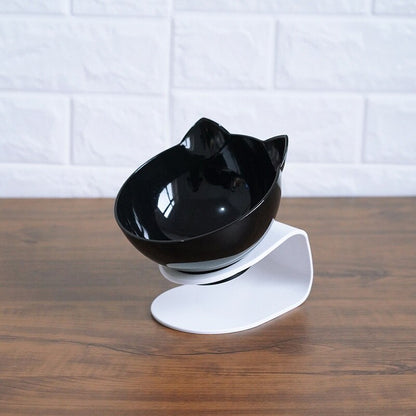 Cat Double Bowl Cat Food Bowl Protects Cervical Vertebra Single black