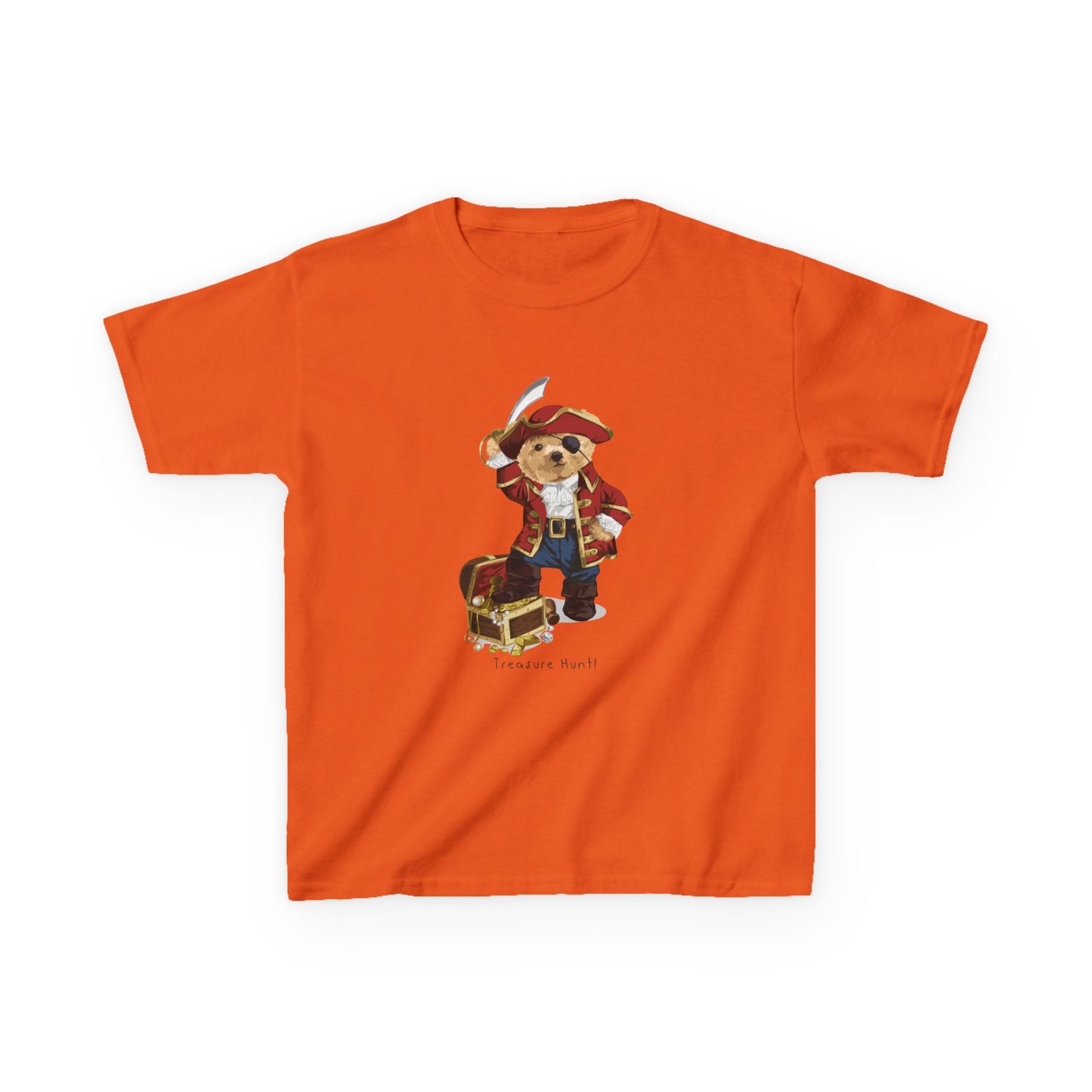 Pirate Dog Kids T-Shirt, Fun Birthday Gift, Summer Wear, Playtime Tee, Adventure Shirt, Kids Pirate Costume Orange