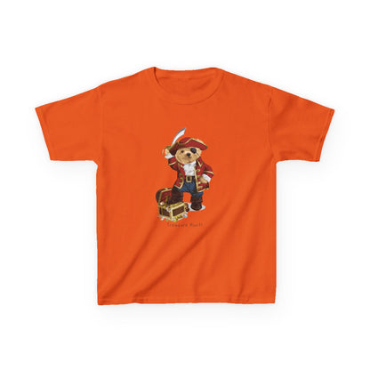 Pirate Dog Kids T-Shirt, Fun Birthday Gift, Summer Wear, Playtime Tee, Adventure Shirt, Kids Pirate Costume Orange