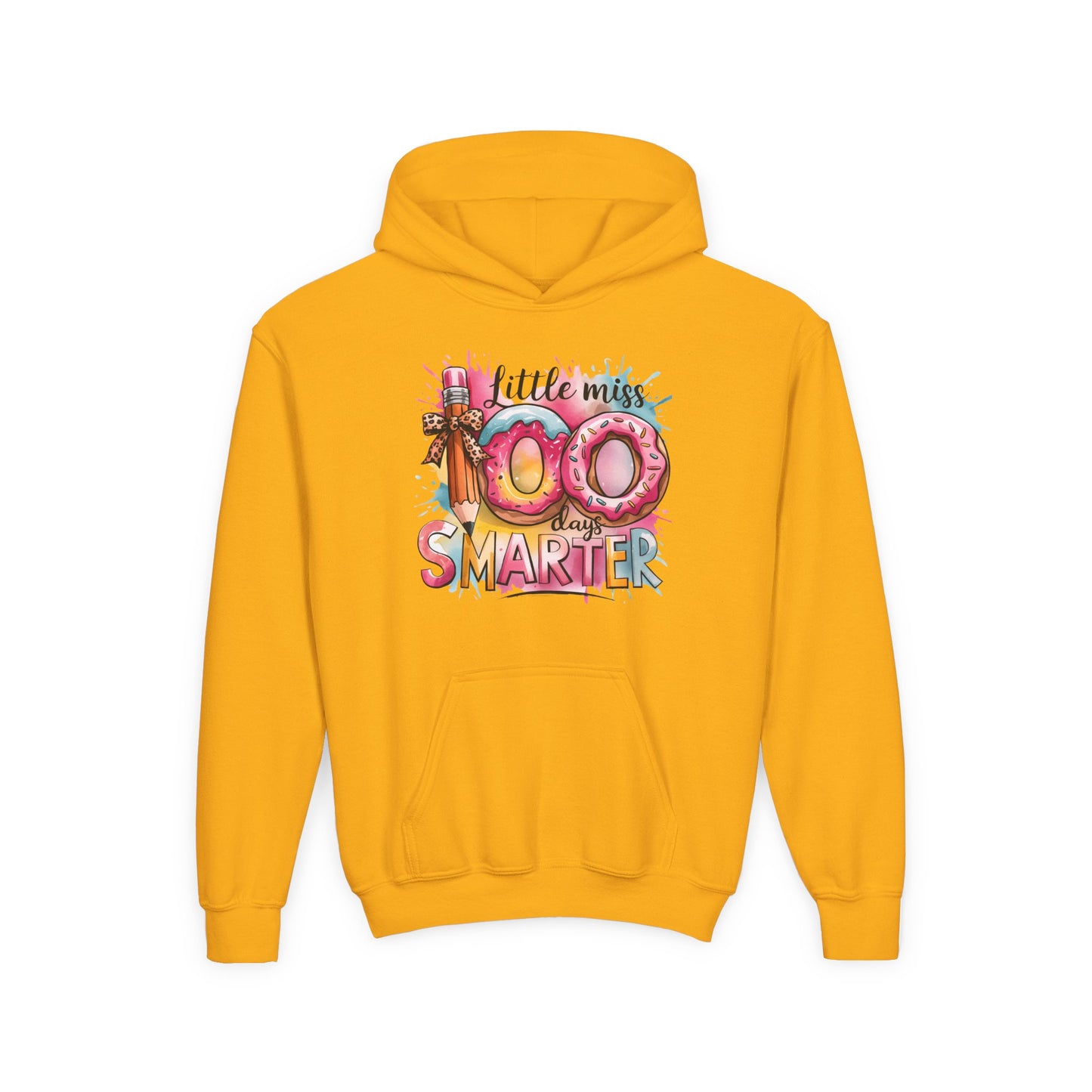 Youth Hooded Sweatshirt - Little Miss 100 Days Smarter Celebration Gift, Kids Birthday, School Milestone, Fun Apparel, Cute Kids Outfit