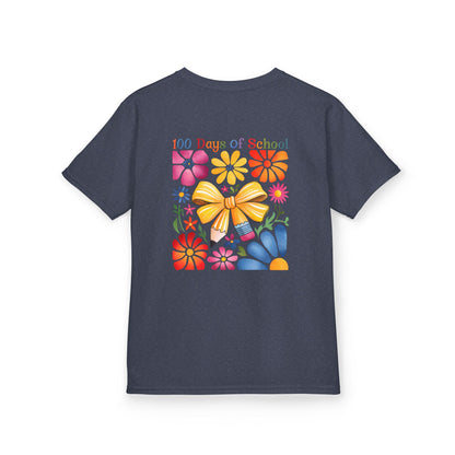 Colorful 100 Days of School Kids Tee, Flower Print T-Shirt for Students, End of Year Celebration Shirt, Fun School Day Wear, Gift for Kids