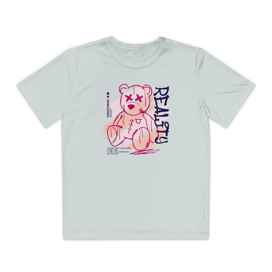 Youth Graphic Tee, Reality Bear Design, Casual Wear, Birthday Gift, Trendy Kids Clothing, Unique Gift for Teens Silver