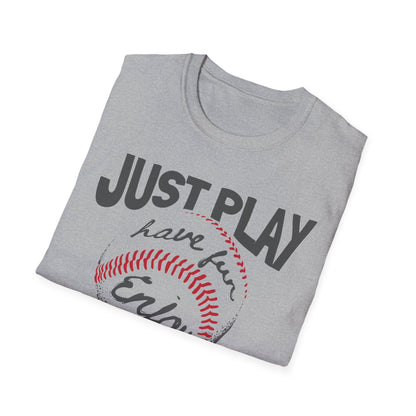 Just Play Game Unisex Softstyle T-Shirt | Fun Gift for Baseball Lovers | Casual Wear, Sports Shirt, Game Day Tee, Gift for Him/Her