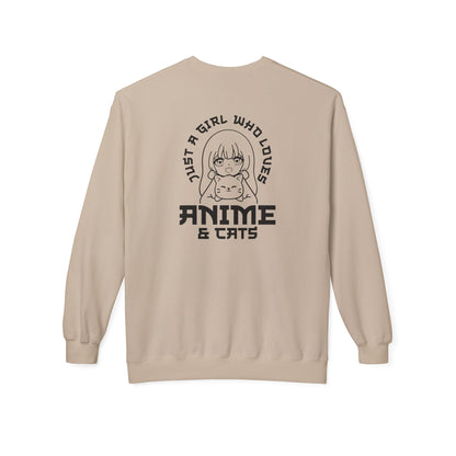 Anime & Cats Crewneck Sweatshirt, Cozy Gift for Anime Lovers, Cat Lover Apparel, Cute Anime Sweatshirt, Perfect for Casual Days
