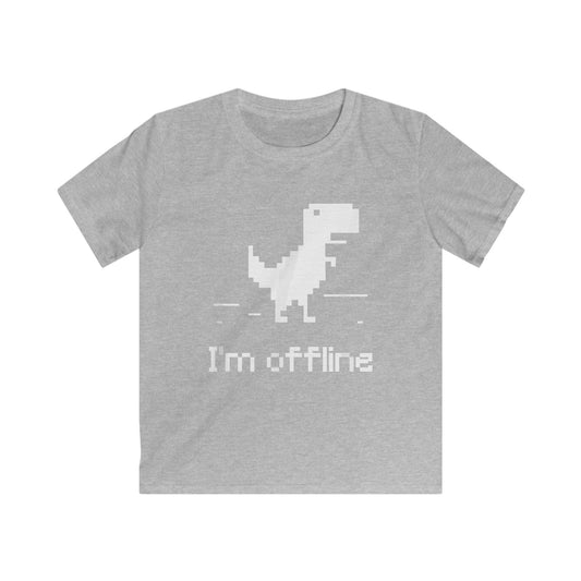 Dinosaur Kids Tee - I'm Offline, Cute Dino T-Shirt, Digital Dinosaur Shirt, Kids Graphic Tee, Fun Gift for Boys and Girls Sport Grey