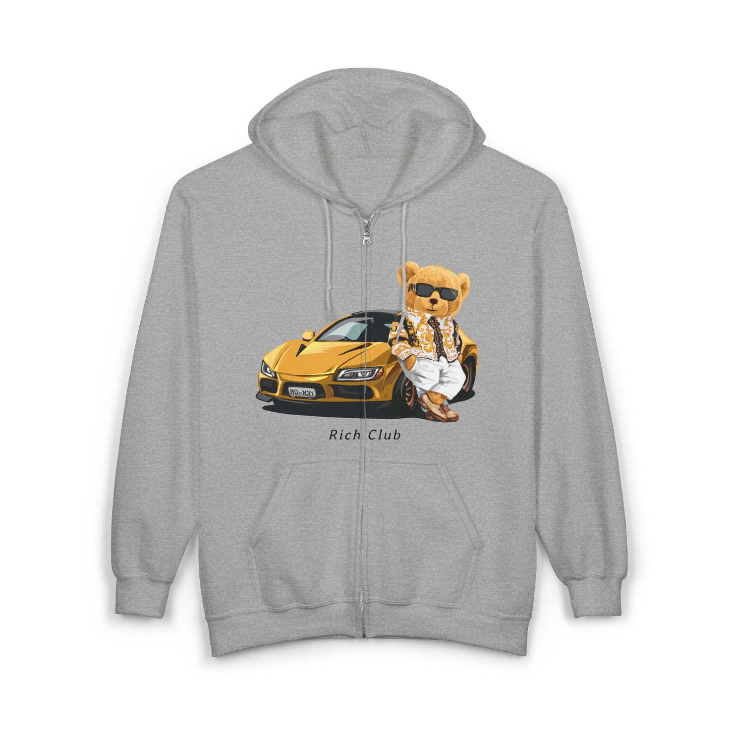 Cool Bear in Car Hoodie, Unisex Zip Sweatshirt, Streetwear, Gift for Car Lovers, Trendy Fashion, Unique Graphic Hoodie