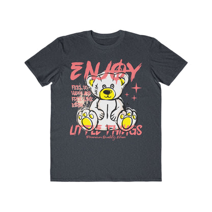 Men's Bear Graphic Tee - Enjoy Life, Urban Wear For Men, Fun Gift, Summer Fashion, Cute T-Shirt, Relaxed Style Heather Navy