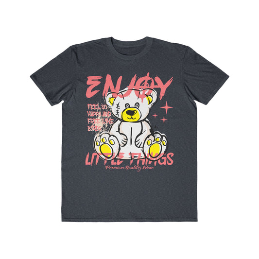 Men's Bear Graphic Tee - Enjoy Life, Urban Wear For Men, Fun Gift, Summer Fashion, Cute T-Shirt, Relaxed Style Heather Navy