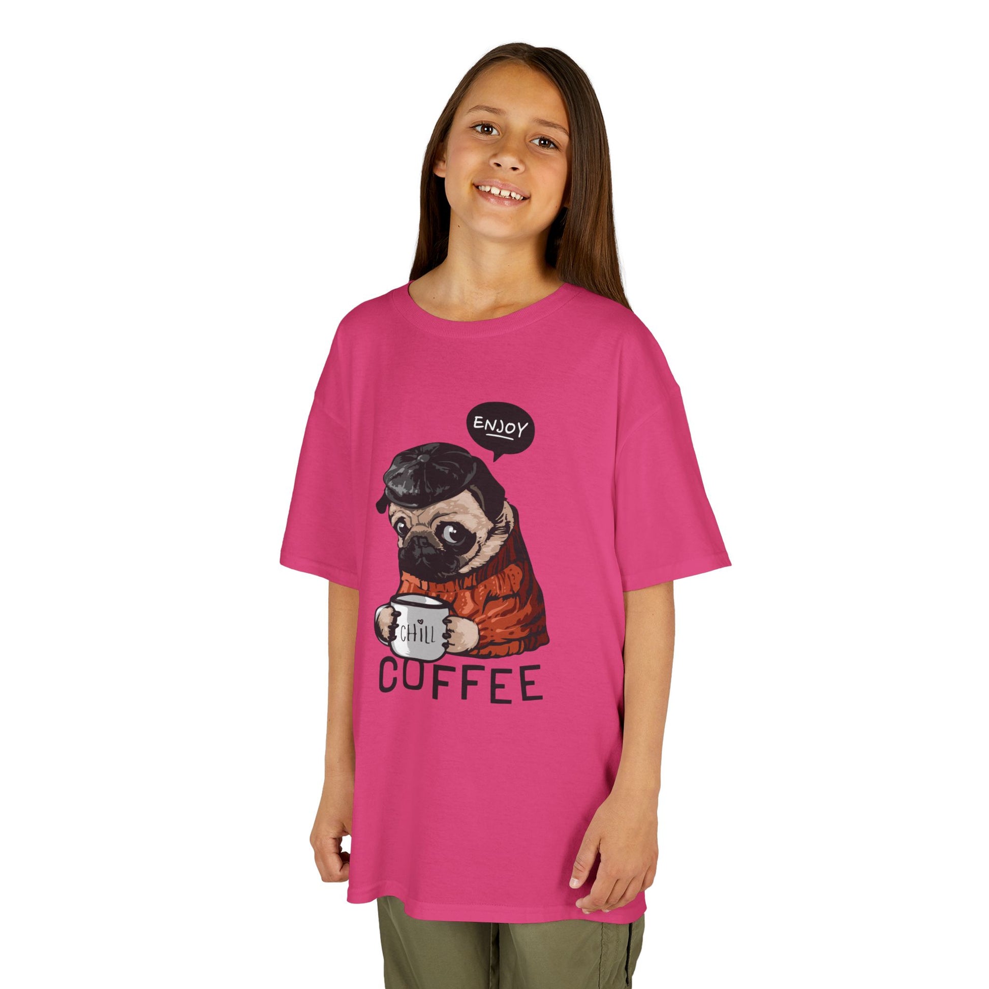 Coffee Lover Kids Tee, Cute Animal T-Shirt, Perfect Gift for Birthdays & Holidays, Funny Dog Design, Comfortable Everyday Wear