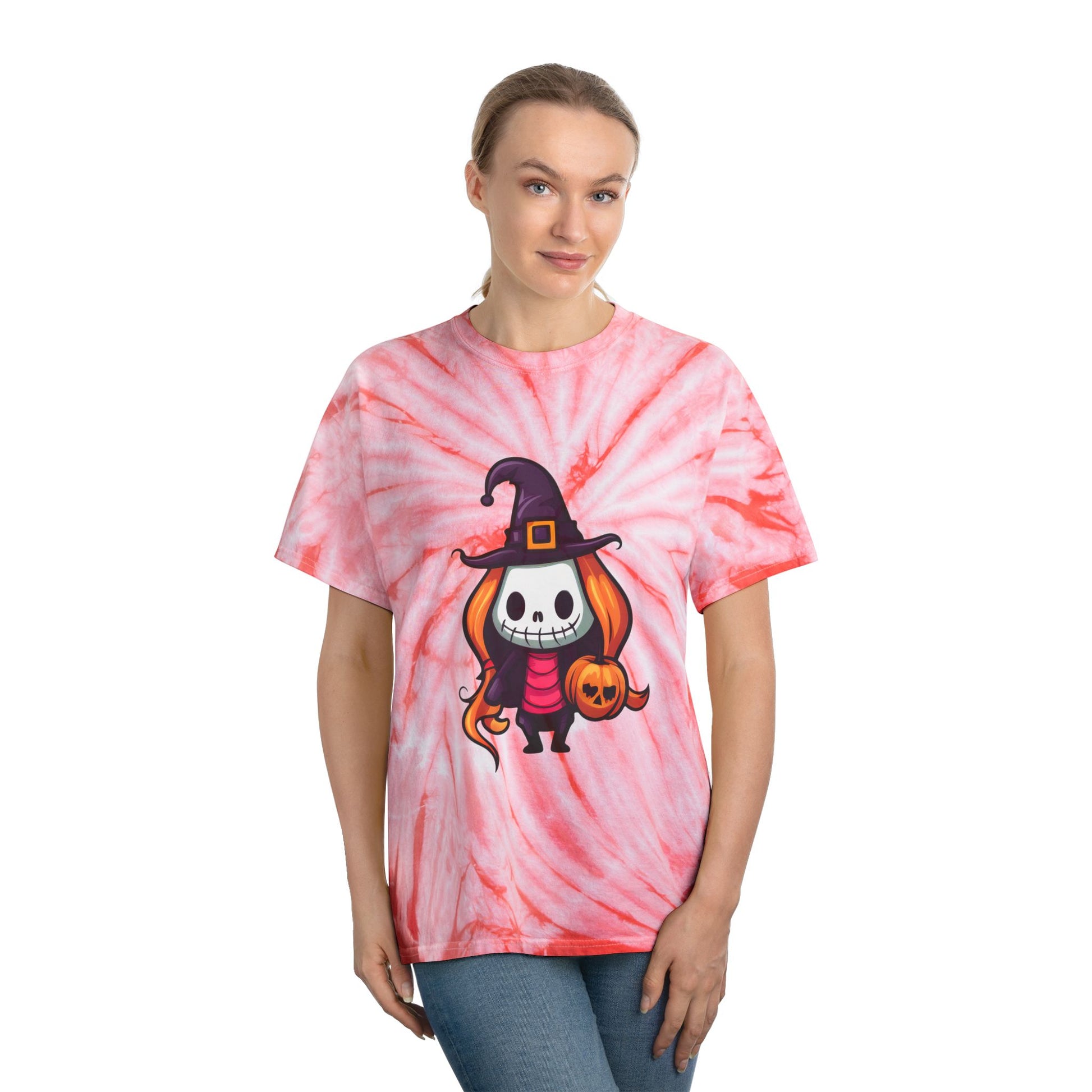 Cute Halloween Tie-Dye Tee, Playful Witch Graphic Shirt, Spooky Fall Apparel, Festival Outfit, Holiday Gift Idea - Cozy Kawaii LLC