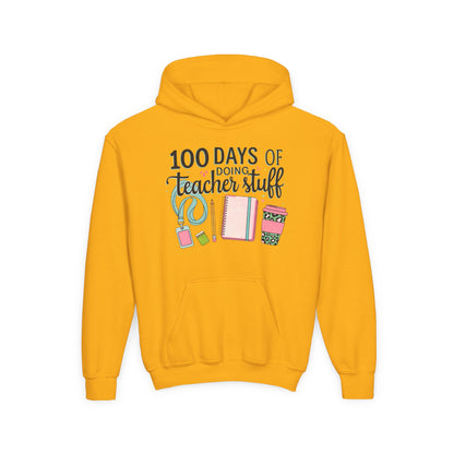 Teacher Appreciation Youth Hoodie, Perfect for School Days, Gifts for Educators, 100 Days of Teacher Stuff, Cozy Classroom Wear, Fun Gold