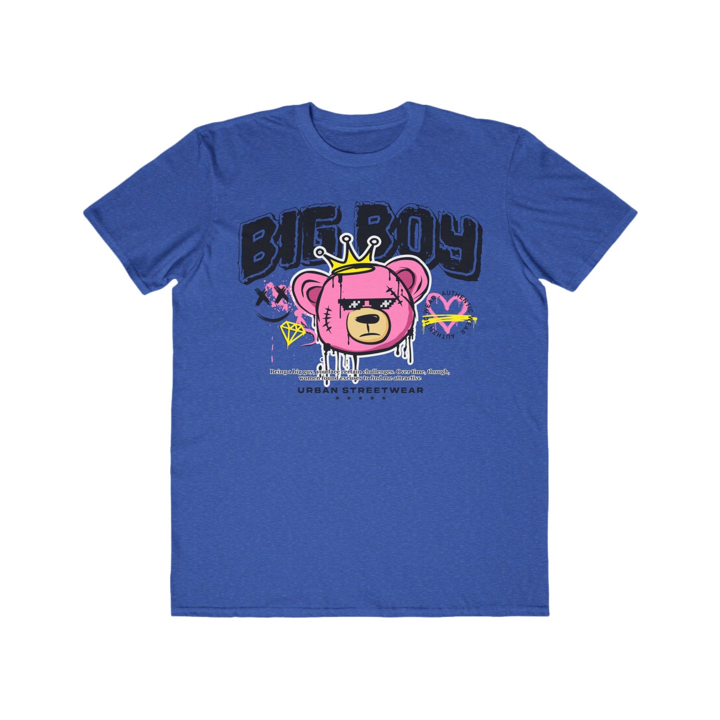 Stylish Urban Bear T-Shirt | Big Boy Graphic Tee, Streetwear Fashion, Urban Wear For Men, Gift for Him, Trendy Tee Heather Blue