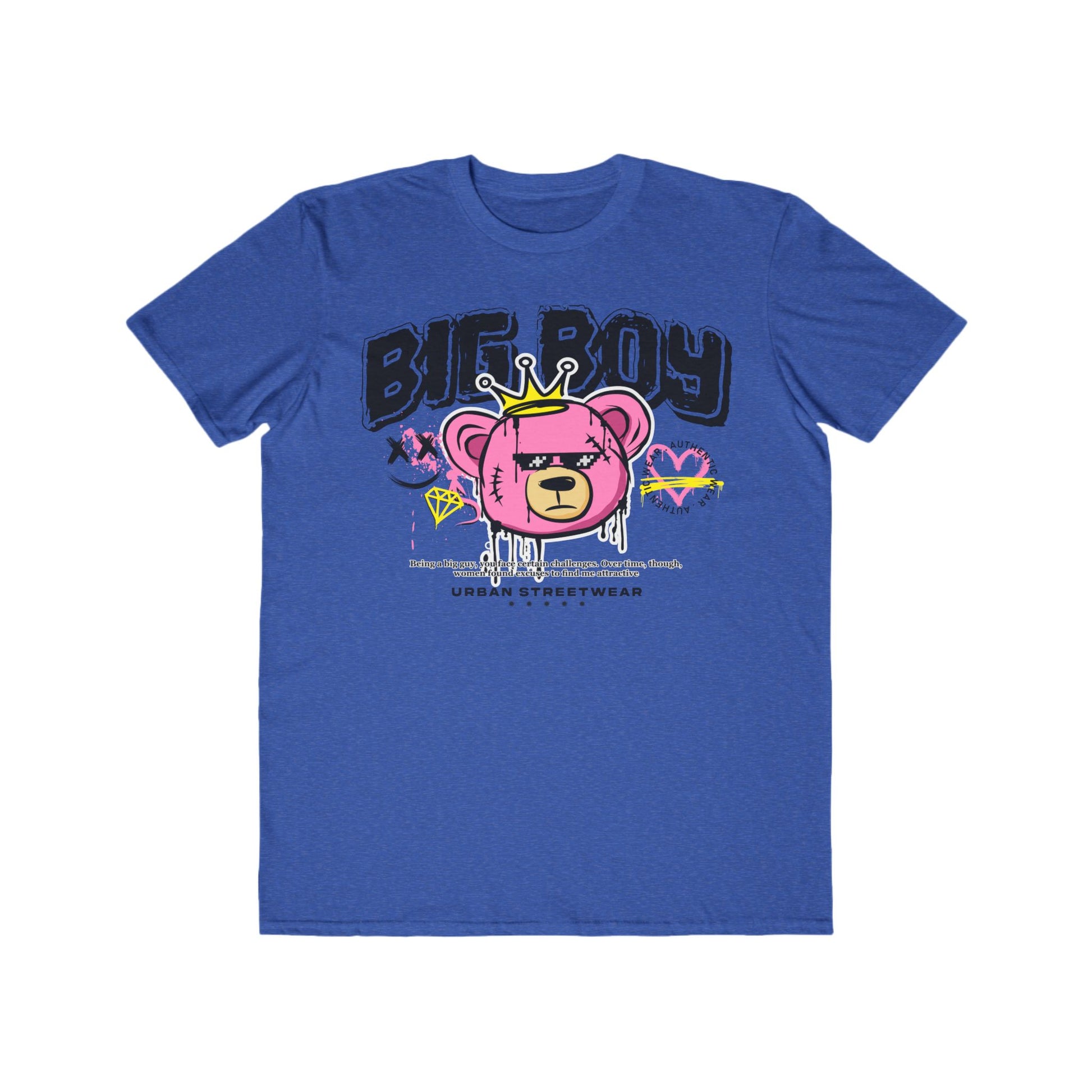 Stylish Urban Bear T-Shirt | Big Boy Graphic Tee, Streetwear Fashion, Urban Wear For Men, Gift for Him, Trendy Tee Heather Blue