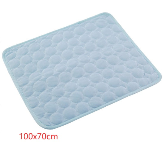 Pet Dog Cat Ice Silk Cold Nest Pad For Cooling In Summer Light blue 102x70cm