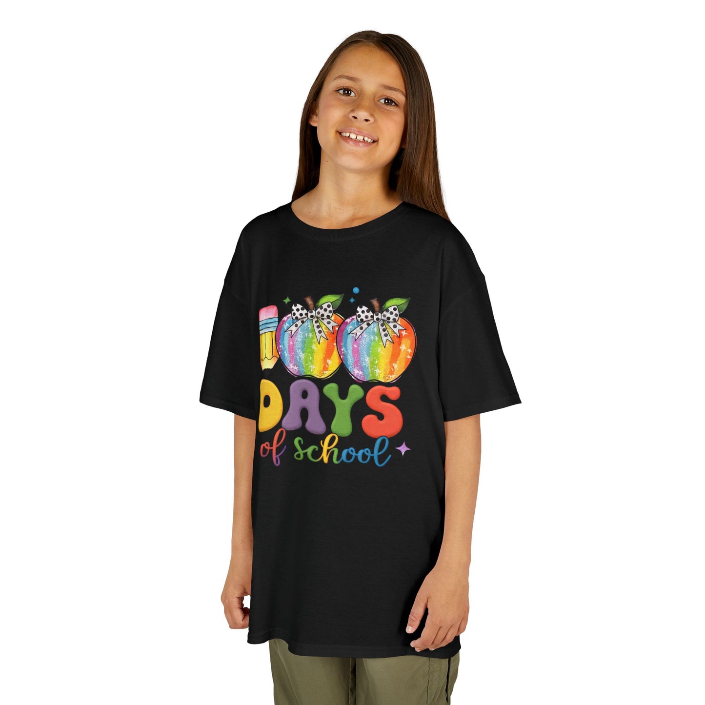 Colorful 100 Days of School Kids Tee, Fun T-Shirt, Back to School, Teacher Gift, Rainbow Design, Kid's Clothing