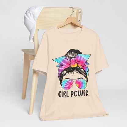 Girl Power Tie-Dye Tee, Unisex Short Sleeve Shirt, Feminist Apparel, Gift for Her, Casual Everyday Wear, Birthday Present