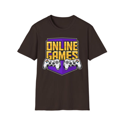 Unisex Softstyle Gaming T-Shirt, Retro Online Games Tee, Gift for Gamers, Casual Wear, Birthday and Holiday Apparel Dark Chocolate