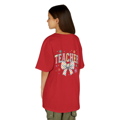 Teacher Kids Tee with Colorful Bow Design, Perfect for Back to School, Teacher Appreciation, Birthday Gift, Fun Classroom Wear