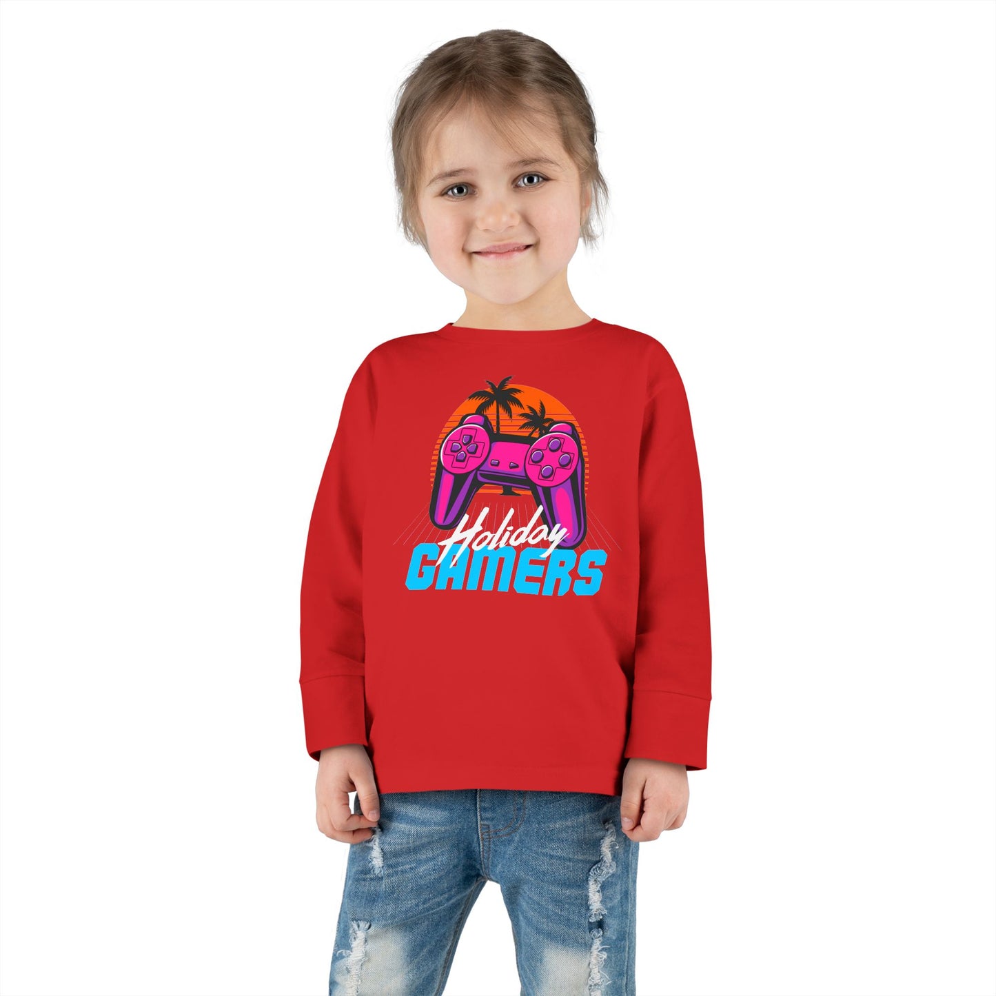 Holiday Gamers Toddler Long Sleeve Tee, Kids Gaming Shirt, Playful Toddler Apparel, Gift for Gamers, Fun Children's Top