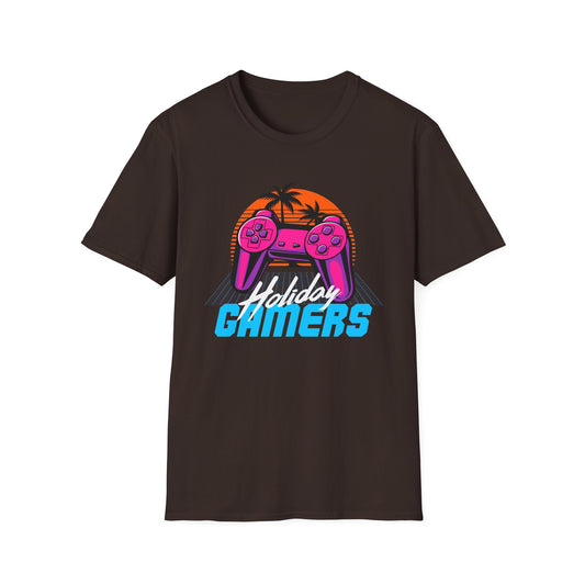 Retro Gamer T-Shirt, Gaming Shirt, Holiday Gift for Gamers, Cute Gaming Tee, Casual Gamer Apparel, Video Game Lover Top Dark Chocolate