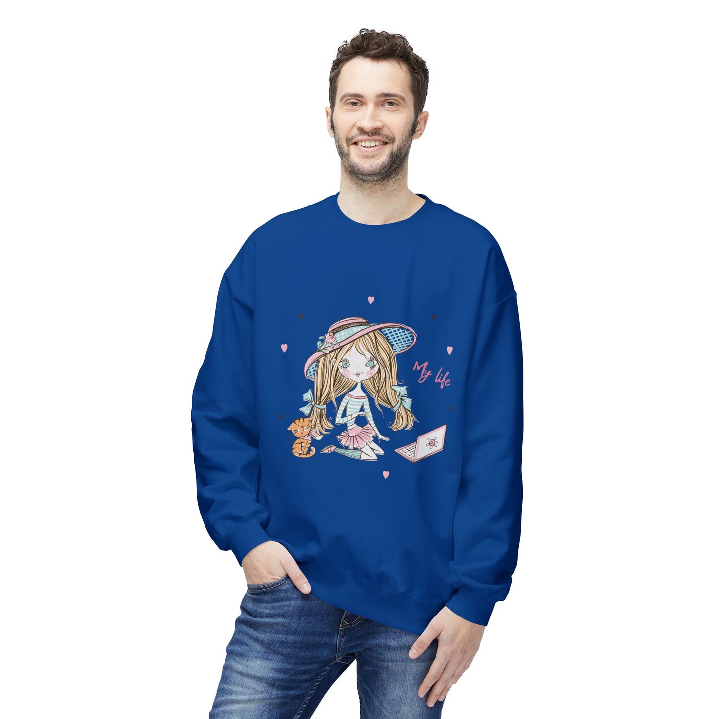 Cute Illustrated Crewneck Sweatshirt, Cozy Everyday Wear, Gift for Her, Fun Fashion, Casual Outfit, Birthday Present