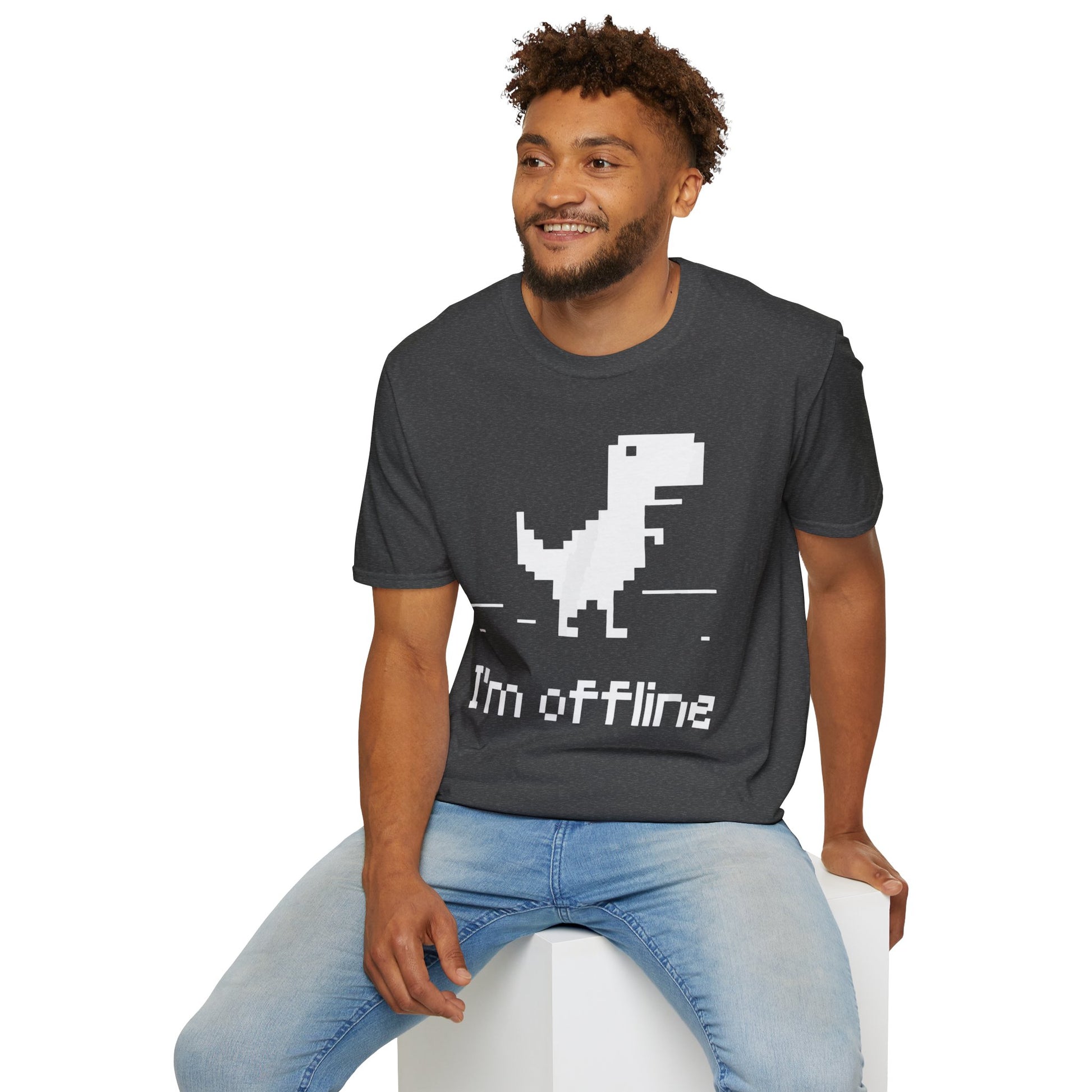 Retro Dinosaur Tee - I'm Offline T-Shirt | Perfect Gift for Gamers, Casual Wear, Retro Design, Birthday Surprise, Fun Gift