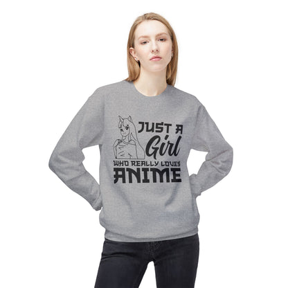 Anime Lover Crewneck Sweatshirt - Just a Girl Who Really Loves Anime, Unisex Casual Apparel, Anime Gift, Cozy Fashion, Fleece Sweater