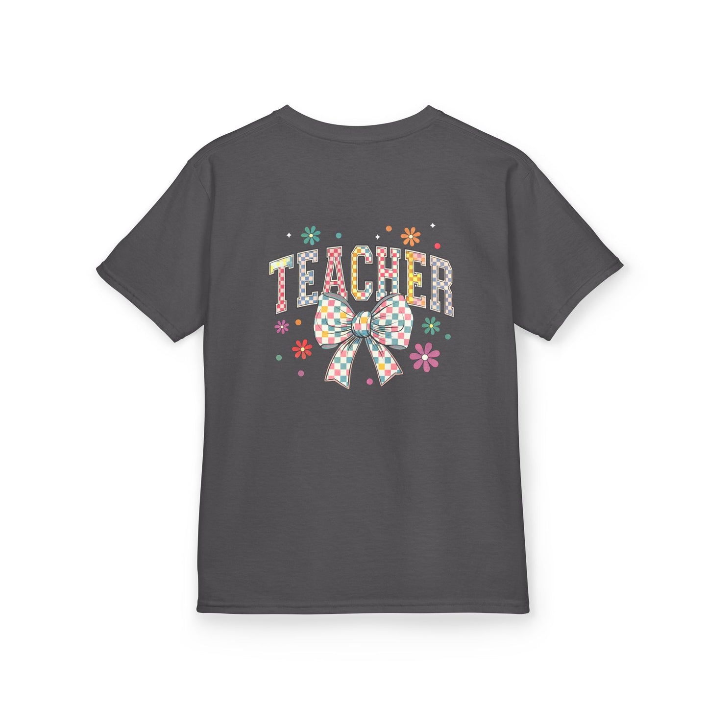 Teacher Kids Tee with Colorful Bow Design, Perfect for Back to School, Teacher Appreciation, Birthday Gift, Fun Classroom Wear