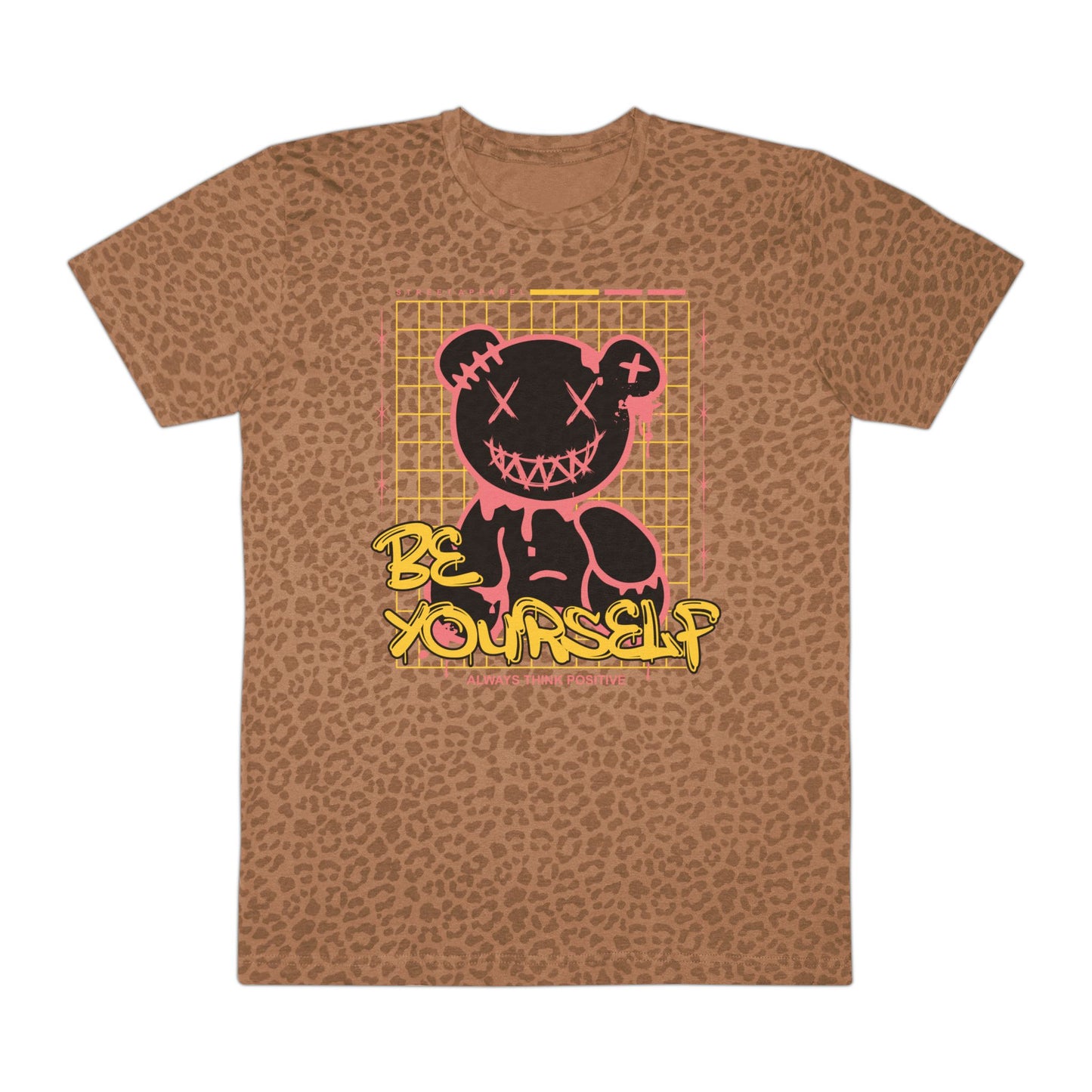 Men's Graphic T-Shirt - Be Yourself, Cool Casual Tee, Streetwear Style, Unique Gift for Him, Trendy Wear for Every Occasion Brown Leopard