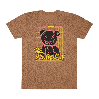 Men's Graphic T-Shirt - Be Yourself, Cool Casual Tee, Streetwear Style, Unique Gift for Him, Trendy Wear for Every Occasion Brown Leopard