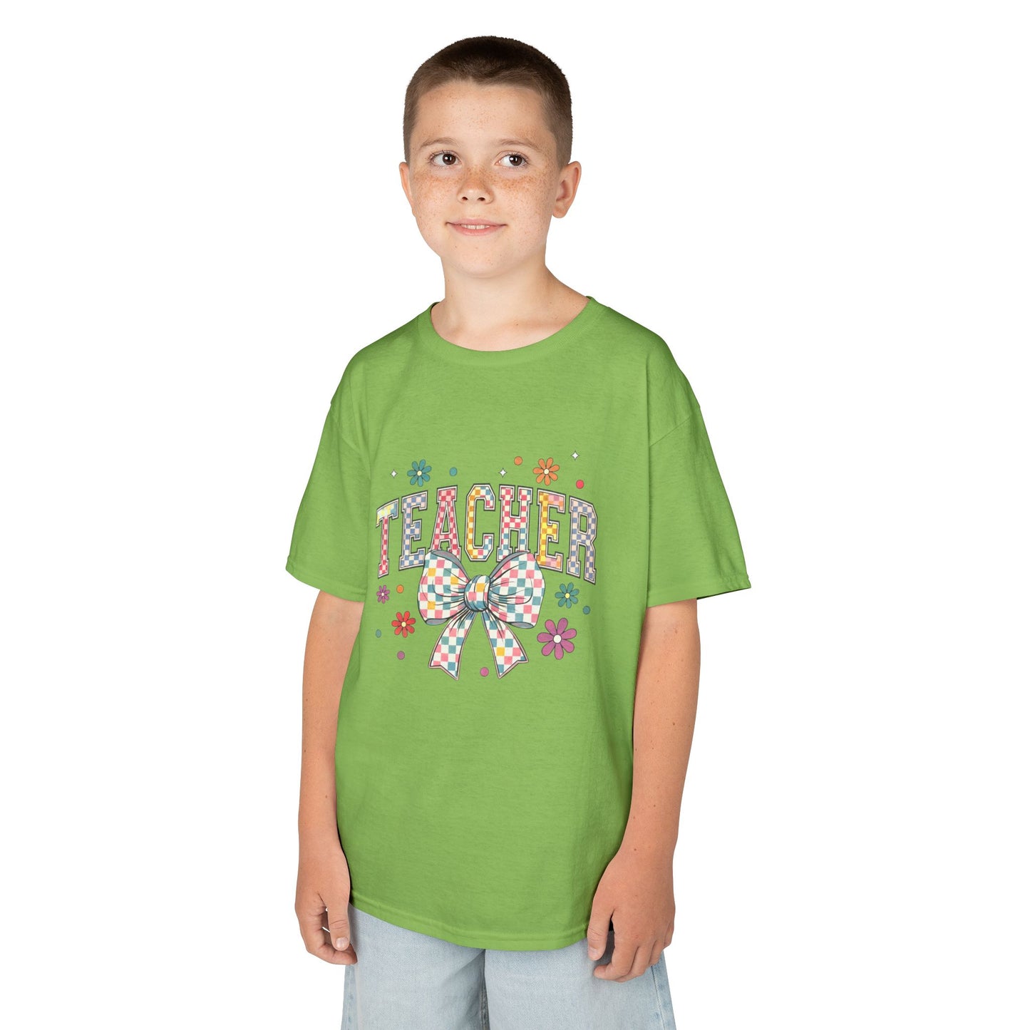 Teacher Kids Tee with Colorful Bow Design, Perfect for Back to School, Teacher Appreciation, Birthday Gift, Fun Classroom Wear