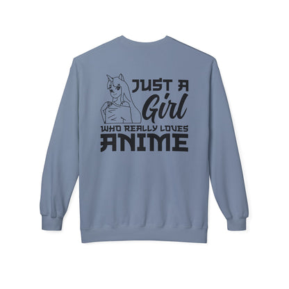 Anime Lover Crewneck Sweatshirt - Just a Girl Who Really Loves Anime, Unisex Casual Apparel, Anime Gift, Cozy Fashion, Fleece Sweater