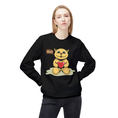 Adorable Fleece Crewneck Sweatshirt with Heartwarming Design, Cozy Gift, Unisex Pullover, Cute Animal Sweatshirt