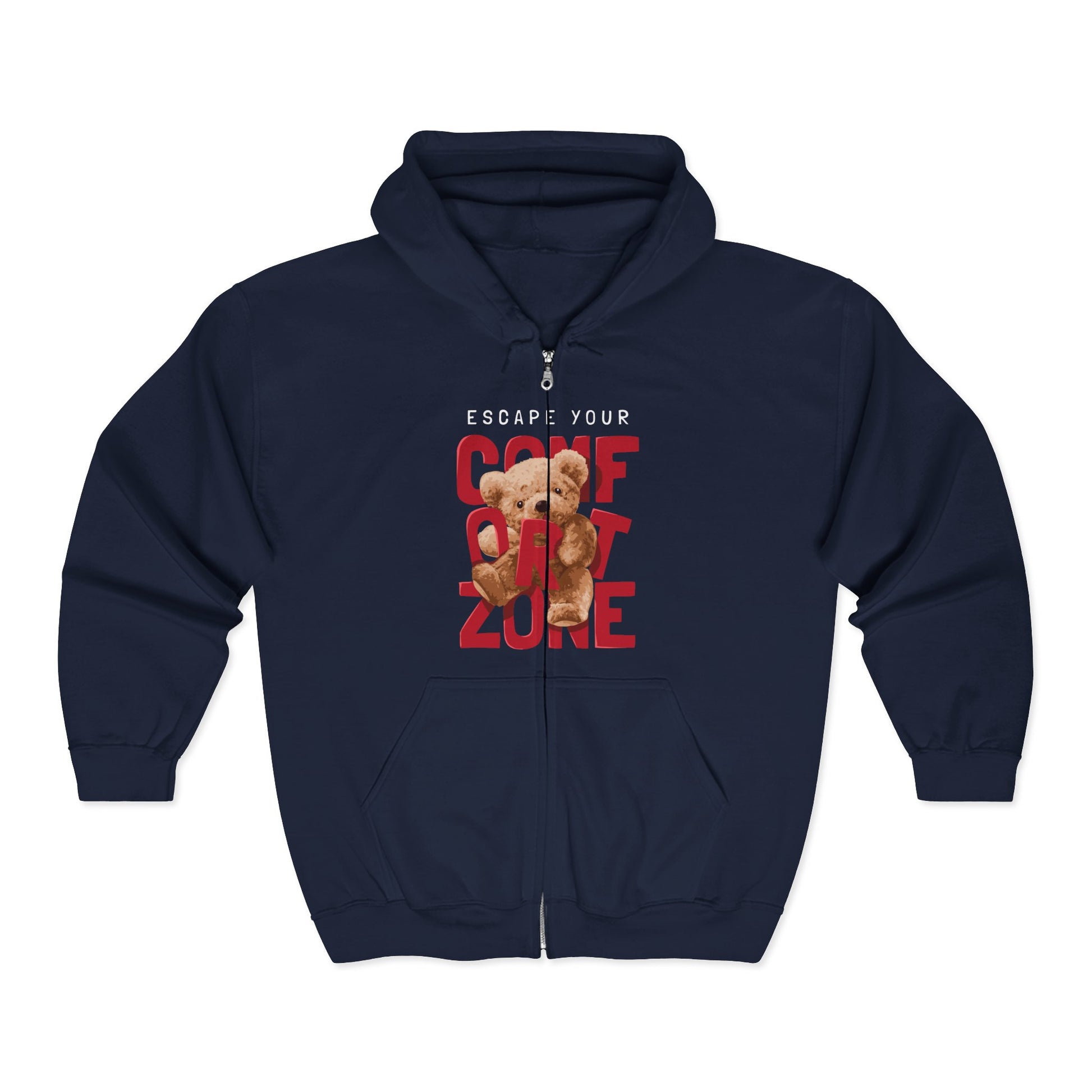 Cozy Zip Hoodie | Teddy Bear Design, Cute & Comfy, Perfect for Relaxing, Gifts for Friends, Unisex Heavy Blend Navy