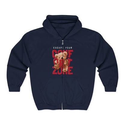 Cozy Zip Hoodie | Teddy Bear Design, Cute & Comfy, Perfect for Relaxing, Gifts for Friends, Unisex Heavy Blend Navy